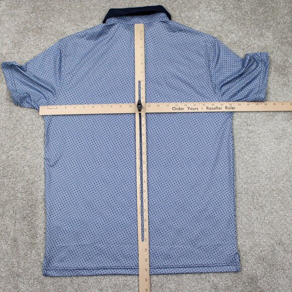 Maelreg Performance Polo Shirt Mens Small Blue Geometric Stretch S/S Pullover - Picture 10 of 13